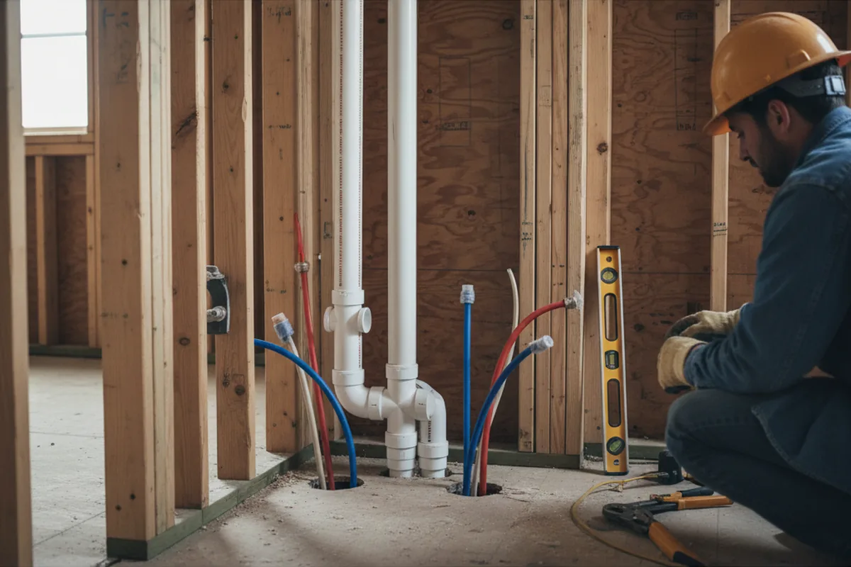 Drain and supply rough-in during Drain Cleaning in Mendota